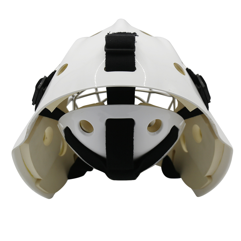 White Steel Head Protective Ice Hockey Goalie Helmet