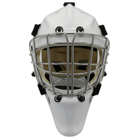 White Steel Head Protective Ice Hockey Goalie Helmet