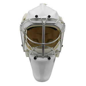 White Steel Safety Protective Ice Hockey Goalie Helmet
