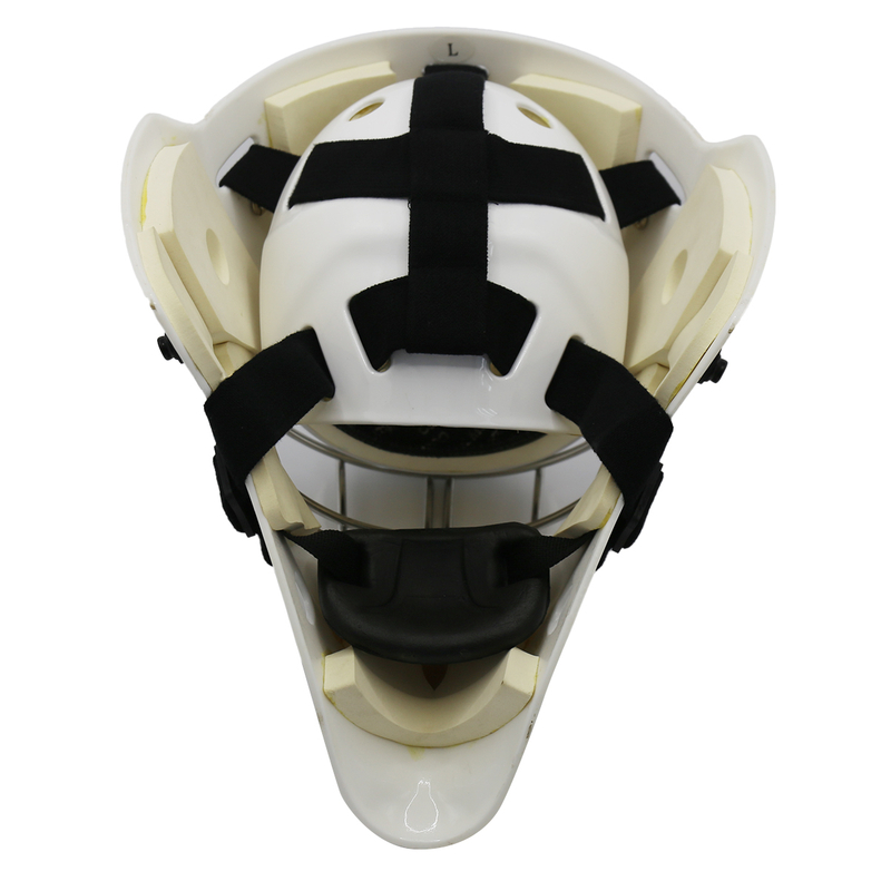 White Steel Head Protective Ice Hockey Goalie Helmet