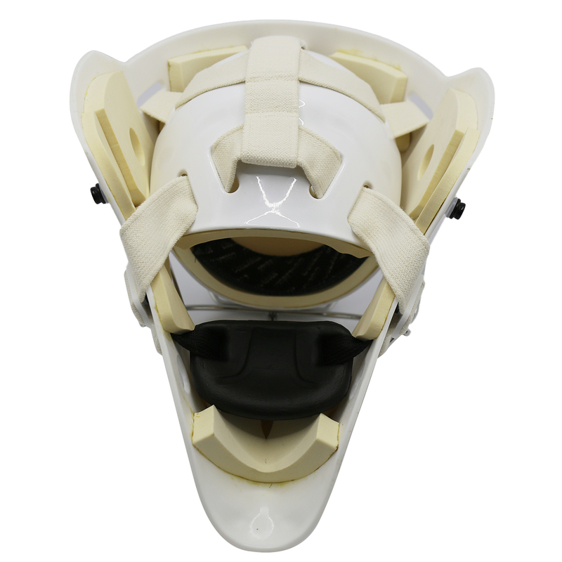 White Steel Safety Protective Ice Hockey Goalie Helmet