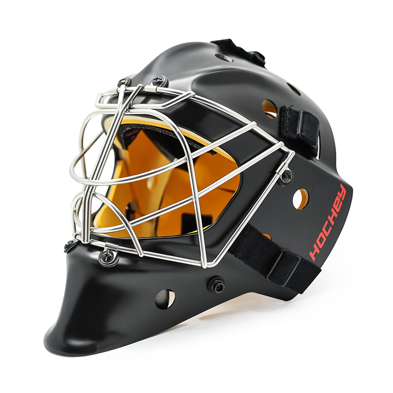 White Steel Safety Protective Ice Hockey Goalie Helmet