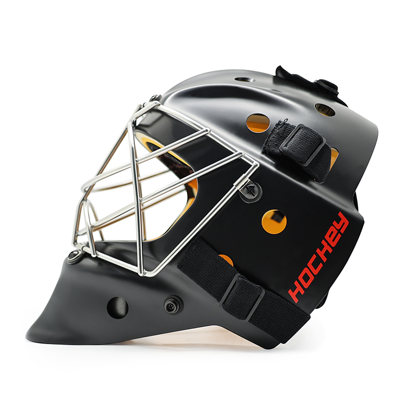 White Steel Safety Protective Ice Hockey Goalie Helmet