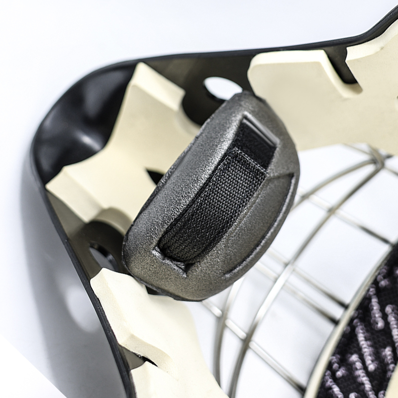 White Steel Head Protective Ice Hockey Goalie Helmet