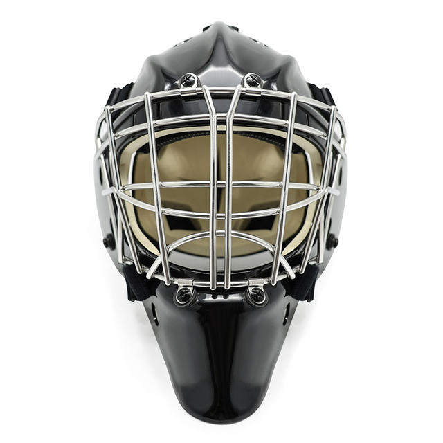 White Steel Head Protective Ice Hockey Goalie Helmet