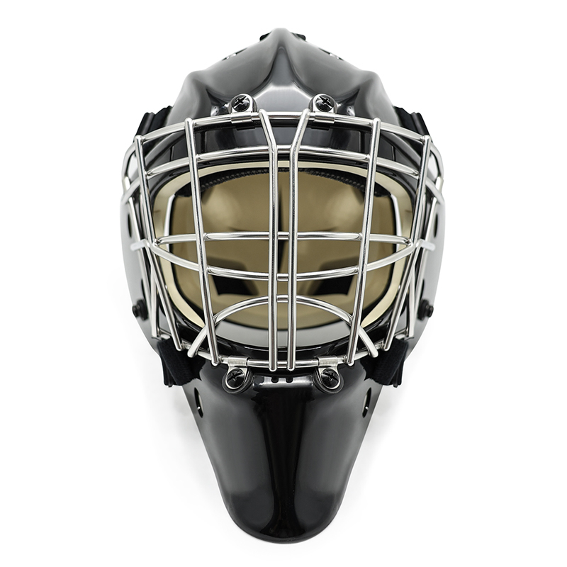 White Steel Head Protective Ice Hockey Goalie Helmet