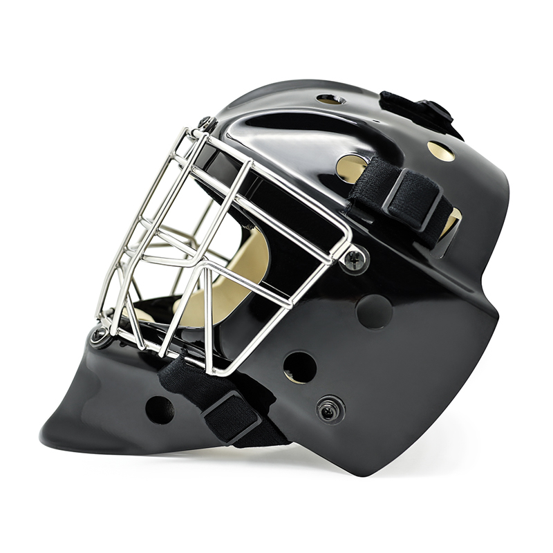 White Steel Head Protective Ice Hockey Goalie Helmet