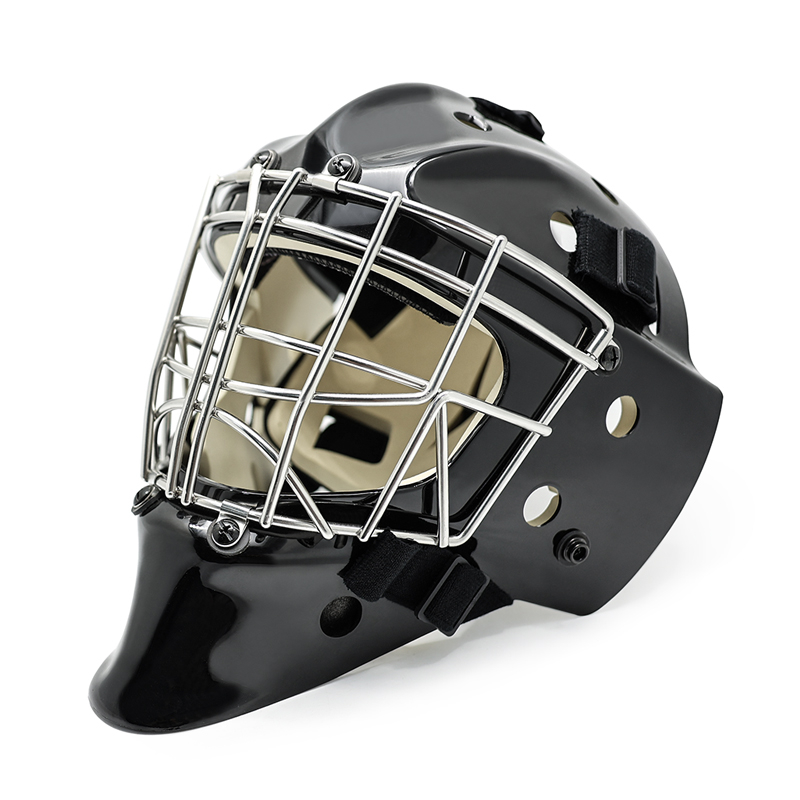 White Steel Head Protective Ice Hockey Goalie Helmet