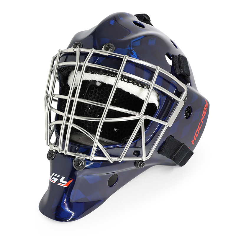 Ice hockey player and goalie helmet structural comparison